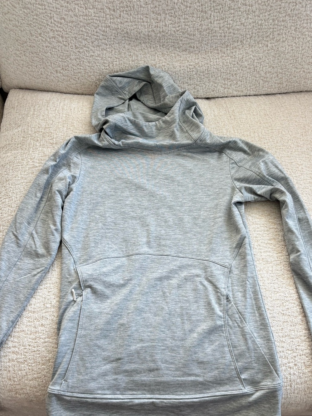Athleta Light Gray Crewneck Hoodie Performance Running Shirt